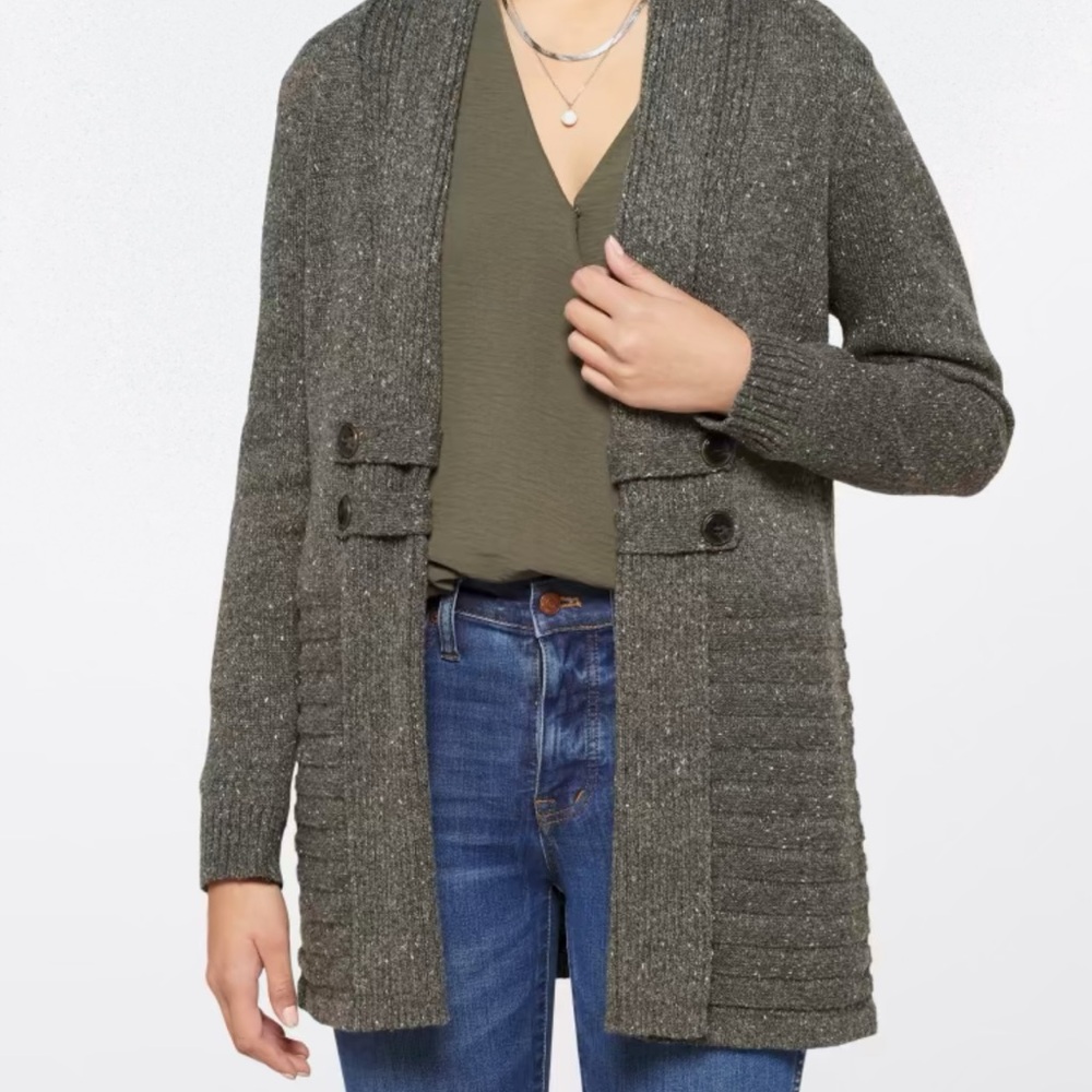 Women's Dark Heathered Grey Sweater Cardigan